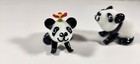 Lot Of 2 Hand Blown Art Glass Panda Bear Family Figurines