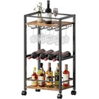 Mobile Bar Cart With Wheels  Rolling Kitchen Serving Cart  Wine Rack   Glass Hol