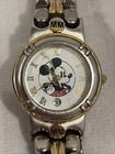 Vintage Disney Mickey Mouse Date Watch Tone Roman Numeral  New Battery 