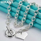 925 Sterling Silver Filled Heart Pendant Ot Thick Chain Necklace Women Jewelry
