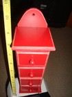 Spice Box Apothecary Cabinet Wall Hanging 4 Drawers Sewing Red Cottage