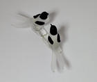 Vtg Birds Figurine Blown Glass Frosted Clear Base Black White Small 1 5in Magpie