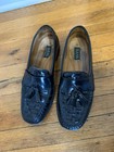 Men   s Vintage Black Bass Weejun Loafers Size 12 Tassel Weave Patent Leather