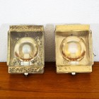 Mid Century Danish Modern Wall Sconces Pair Vitrika Square Glass Brass Lamps
