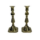 2 Vintage Hampton Brass Candlestick Holders Heavy  8  Beehive Square Base India