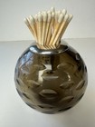 Gorgeous Vintage Faceted Ball Match Holder   Striker  Smoky Amber Cut Glass