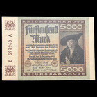 1922 Germany 5000 Mark Post Ww1 Pre Ww2 Banknote Paper Money Kaiser Vf-au