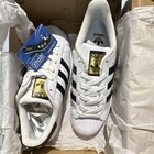 Adidas Originals Superstar J Kids Sneakers White black Leather Lace-up Us 4