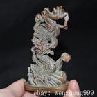 3 6 old China Ancient Dynasty Bronze Fengshui Wealth Luck Animal Dragon Statue