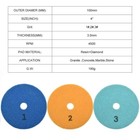 3x 100mm Dry wet 3 Step Polishing Pads For Granite Marble Stone Tool