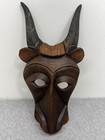 Hand Carved Wooden Bull Antelope Tribal Mask Wall Hanging Art Decor Handmade