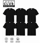 6 Pack Proclub Pro Club Mens Heavyweight Black Short Sleeve T-shirts Cotton Tees