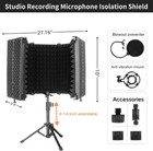 Microphone Isolation Shield  5 Panel Sound Shield With Pop Filter And Tripod
