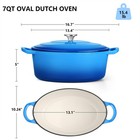 7qt Oval Dutch Oven  Enameled Cast Iron Dutch Oven Pot With Lid  For Bread Ba   