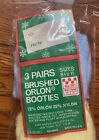 New Nos Vintage Package Of 3 Pair Brushed Orlon Booties Socks Sizes 8 1 2-11
