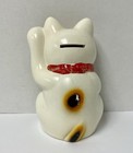Vtg Maneki Neko Lucky Cat Coin Bank Figurine Ceramic Japan 6 5    Left Hand Raised