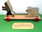 2 Junior Red Cross Eskimo Wood Pull Toy Polar Bear  Sled Folk Art Vtg Lapland