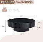 Round Coffee Table Wood Drum Fluted  Accent Side Table Center For Living Room
