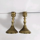 Pair Of Antique Brass Small Candle Holders Candlesticks 4 5    Tall 