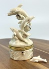 Porcelain Hinged Trinket Box Dolphins
