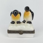 Vintage 1990s Emperor Penguin Trinket Box White   Black Ceramic New Arrival