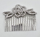 Vintage Silver Tone Rhinestone Formal Bridal Hair Comb 
