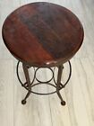 Toledo Uhl Steel Adjustable Drafting  Bar Stool With Wood Seat And Metal Base