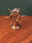 Miniature Brass Nautical Ship Wheel Compass Figurine Made In Holland