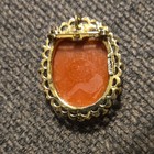 Oval Cameo Brooch Pin Gold Tone Frame Brown   Cream Portrait