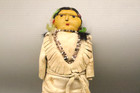 Antique Native American Plains Leather Doll Beaded Necklace Folk Art 6in Rare