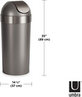 Umbra Venti Kitchen Trash Can With Swing Top Lid  Large 16-gallon  62 L  Capacit