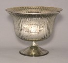 Compote Bowl Vase Glass Silver Mercury Fluted  8 dia 6 high Set 2