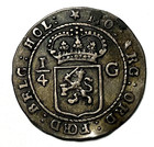 1802 Netherlands East Indies Batavian Rep  Silver 1 4 Quater Guilden Very Fine