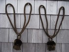 Pair Vintage Curtain Tie Backs With Pom Pom Fringe Tassel Trim Holdbacks 2