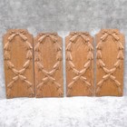 Antique Set Of 4 Carved Wooden Panels Of Solid Oak With Foliate Leaf Design 12 8