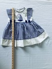 Vintage 1990s Summer  Blue And White  Nautical Themed Dress For Toddler Girl 2t