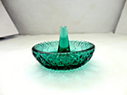 Vintage Fenton Signed Sea Foam Teal  Glass Ring Holder Trinket Dish Colored