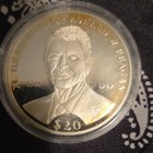 2000 Liberia  20 0 999 Silver Coin Km 675 Ronald W  Reagan American Mint