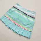 Ivivva By Lululemon Teal Blue Pink Stripe Country Clubbin    Pleated Skirt Girl 12