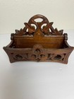 Vintage Hand Carved Wood Letter Holder Desk Organizer Gothic Victorian Decor