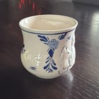 Delft Traditional Blue   White Embossed 3d Cat Coffee Mug 8 Oz 3  High X 3 25  W