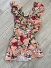 Privacy Please Floral Ruffle Sleeveless V-neck Tie Waist Dress  Size S