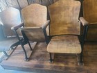 Antique Set Of Four Theater Seats Original Wood Base