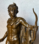 Man Bronze Statue Warrior Sculpture Man Greek Decor Art Archery Spear Marble Big
