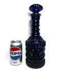 Gorgeous 1960   s Vintage Blue Embossed Glass Decanter Liquor Bottle  Jim Beam  b 