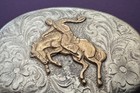 Vtg Rare Diablo Sterling Silver Saddle Bronc Buster Bareback Trophy Belt Buckle