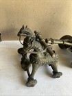 Antique Brass Indian Temple Cart With Horses Ceremonial 