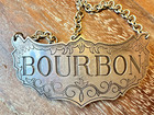 3 Kirk Stieff Pewter Liquor Decanter Tag Labels 1960 s Bourbon Sherry Brandy