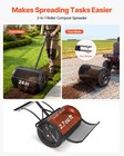 Vevor Compost Spreader Peat Moss Spreader Roller 24  Push tow Handle   Brush