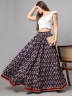 Rayon Long Skirt For Women Printed Flared Full Length Elasticated Ethnic Wear